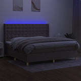 Sommier à lattes de lit matelas et LED Taupe 200x200 cm Tissu