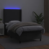 Sommier à lattes de lit matelas et LED Noir 80x200cm Similicuir