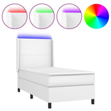 Sommier à lattes de lit matelas LED Blanc 90x190cm Similicuir