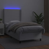 Sommier à lattes de lit matelas LED Blanc 90x190cm Similicuir