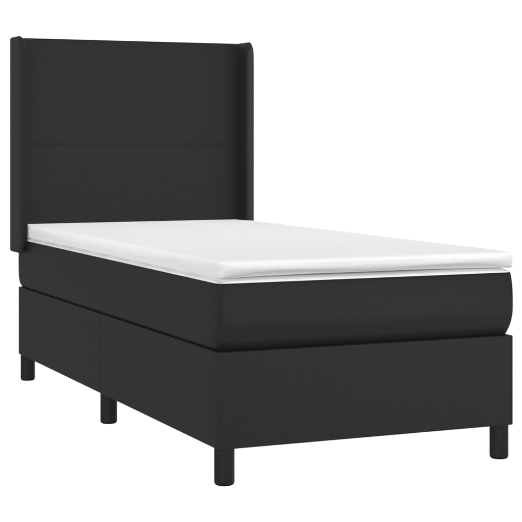 Sommier à lattes de lit matelas LED Noir 90x200 cm Similicuir