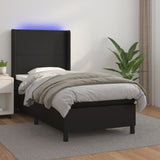 Sommier à lattes de lit matelas LED Noir 90x200 cm Similicuir