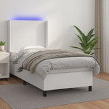 Sommier à lattes de lit matelas LED Blanc 90x200cm Similicuir