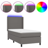 Sommier à lattes de lit matelas LED Gris 90x200 cm Similicuir