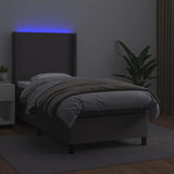 Sommier à lattes de lit matelas LED Gris 90x200 cm Similicuir