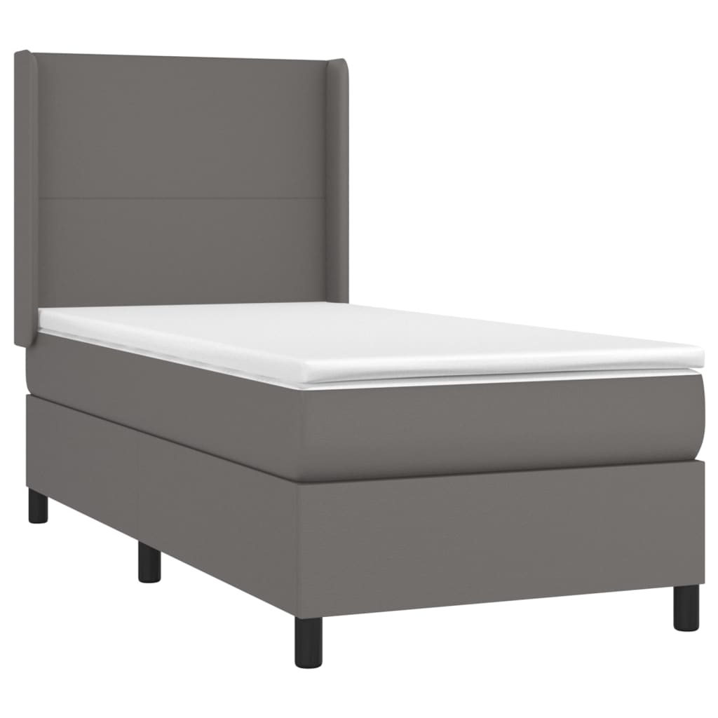 Sommier à lattes de lit matelas LED Gris 90x200 cm Similicuir