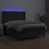 Sommier à lattes de lit matelas LED Noir 140x190cm Similicuir