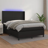 Sommier à lattes de lit matelas LED Noir 140x190cm Similicuir