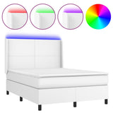 Sommier à lattes de lit matelas LED Blanc 140x190 cm Similicuir