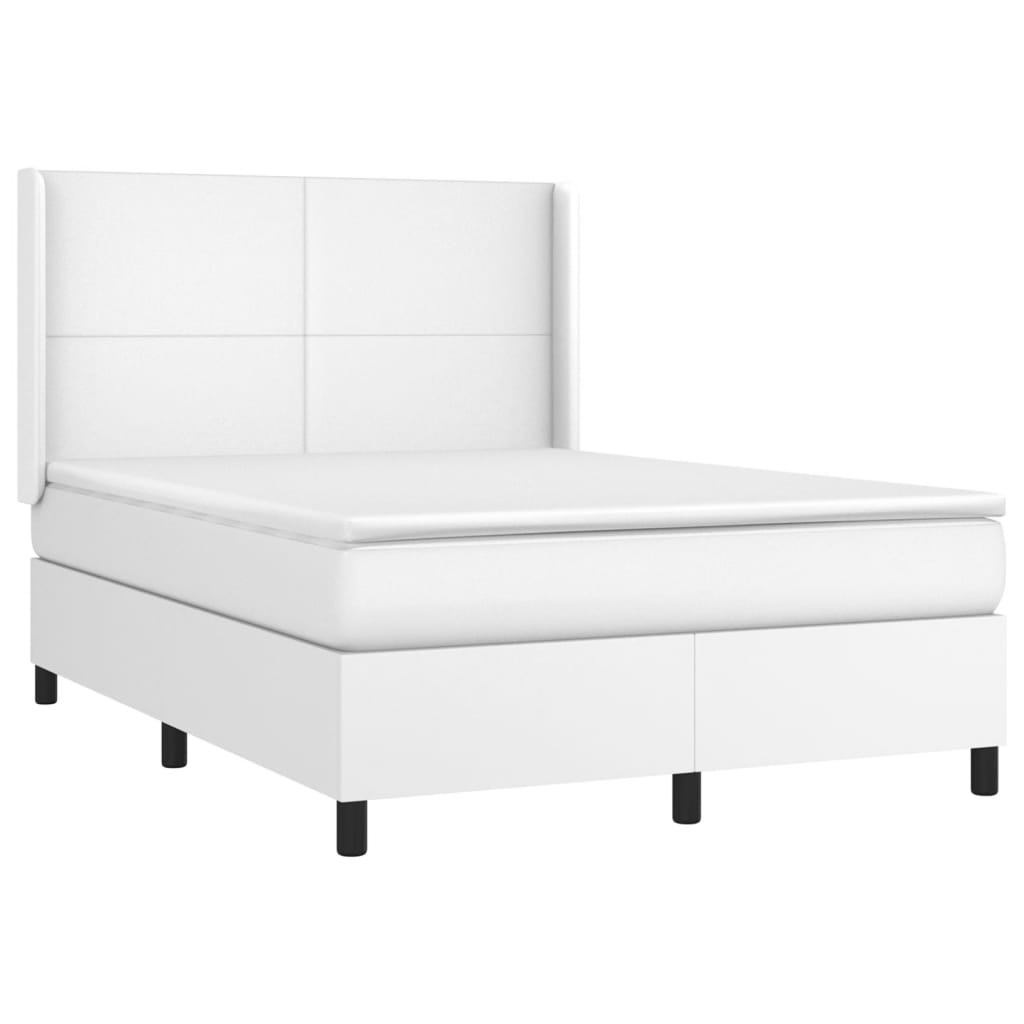 Sommier à lattes de lit matelas LED Blanc 140x190 cm Similicuir