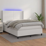 Sommier à lattes de lit matelas LED Blanc 140x190 cm Similicuir