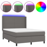 Sommier à lattes de lit matelas LED Gris 140x190cm Similicuir