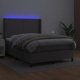 Sommier à lattes de lit matelas LED Gris 140x190cm Similicuir