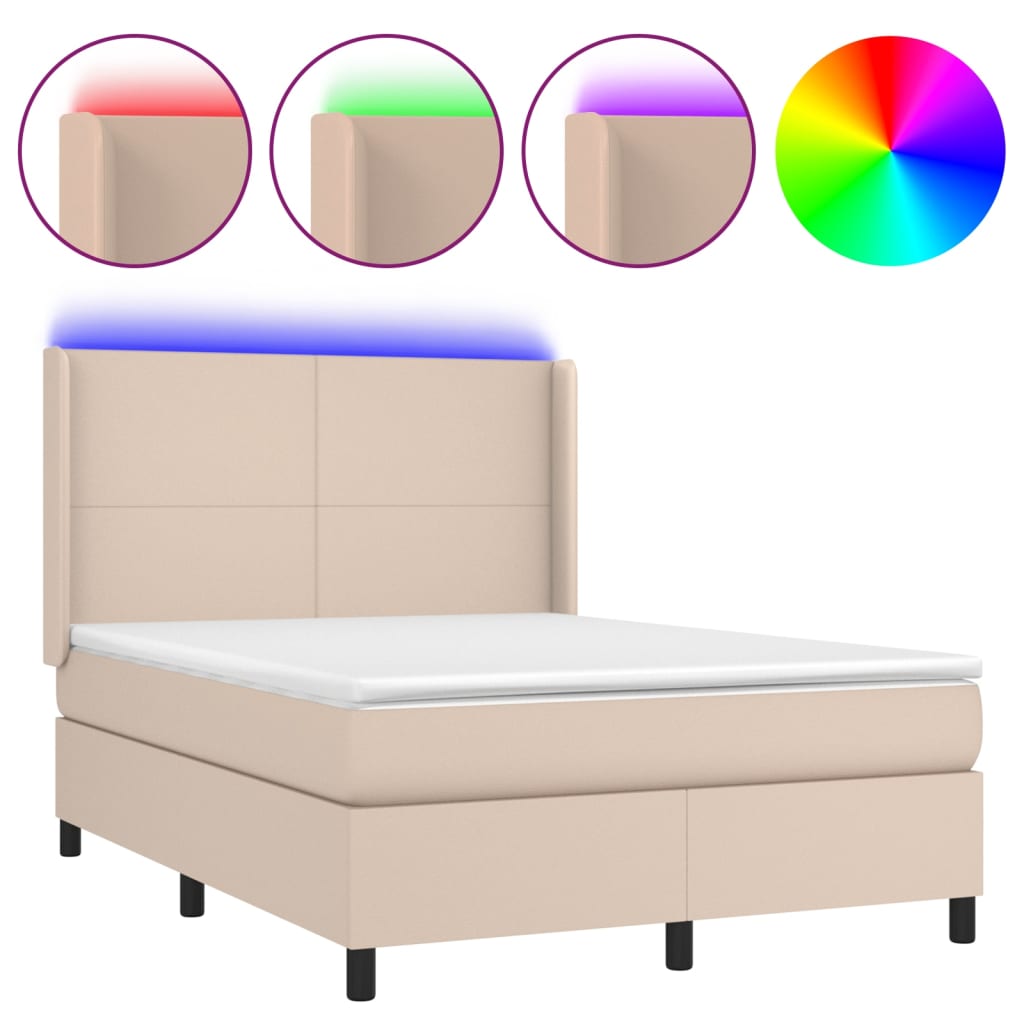 Sommier à lattes de lit matelas LED Cappuccino 140x190 cm