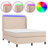 Cappuccino LED-Matratzenbett mit Lattenrost 140x190 cm