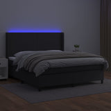 Sommier à lattes de lit matelas LED Noir 160x200cm Similicuir