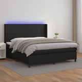 Sommier à lattes de lit matelas LED Noir 160x200cm Similicuir