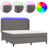 Sommier à lattes de lit matelas LED Gris 160x200 cm Similicuir