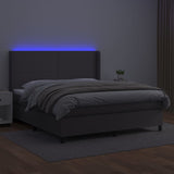 Sommier à lattes de lit matelas LED Gris 160x200 cm Similicuir