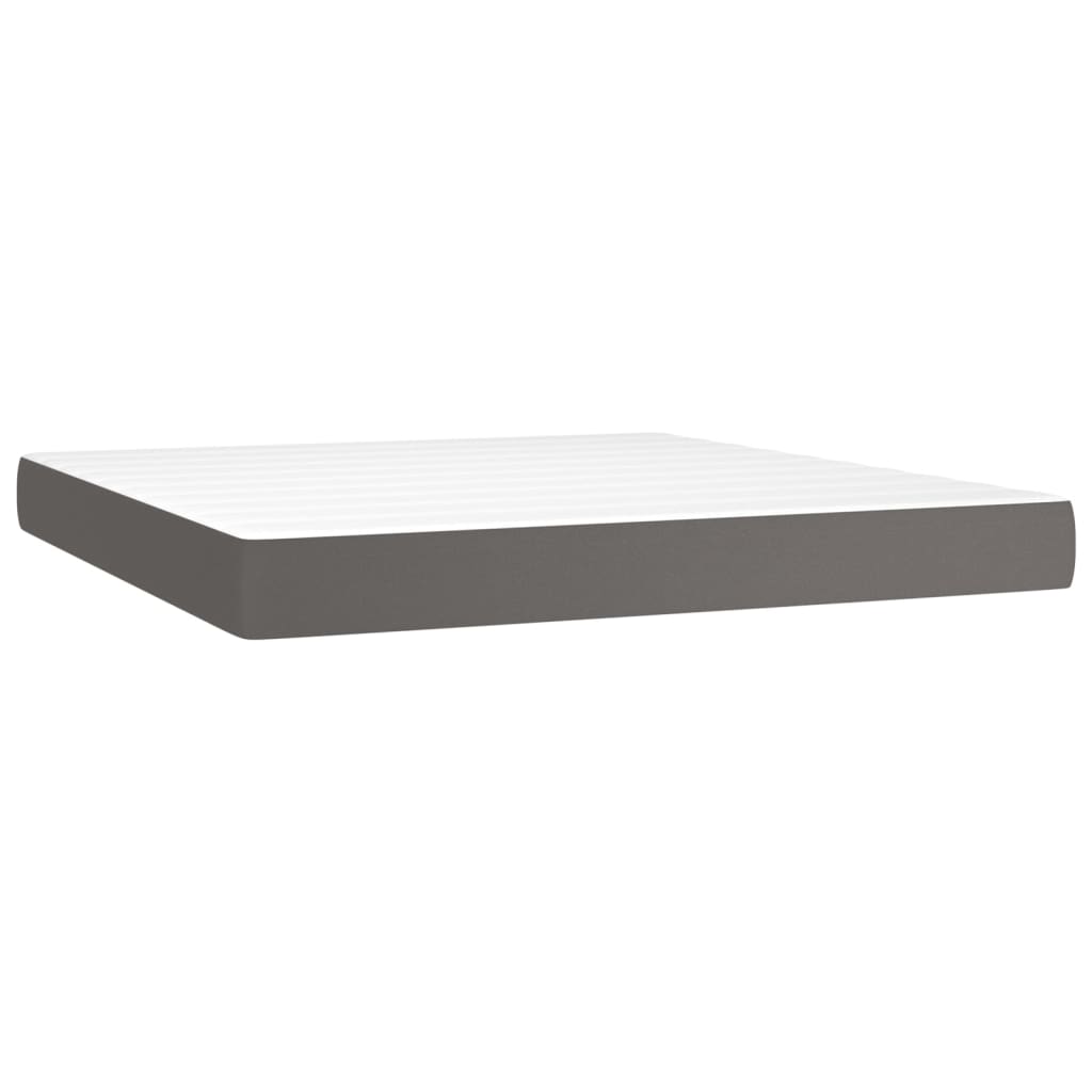 Slatted bed base LED mattress Grey 160x200 cm Faux leather