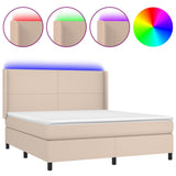 Cappuccino LED-Matratzenbett mit Lattenrost 160x200 cm