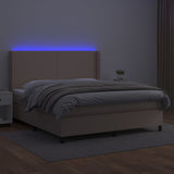 Cappuccino LED-Matratzenbett mit Lattenrost 160x200 cm