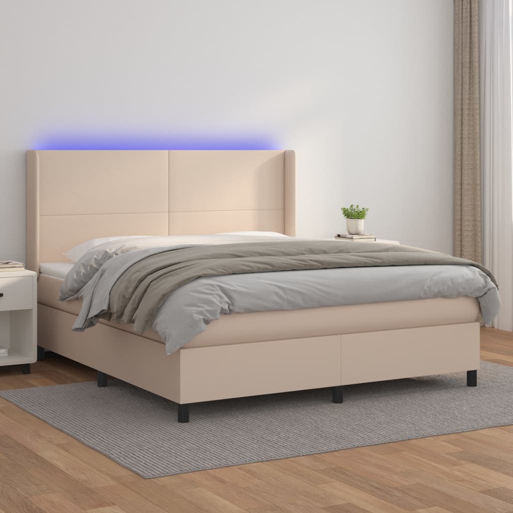 Cappuccino LED-Matratzenbett mit Lattenrost 160x200 cm