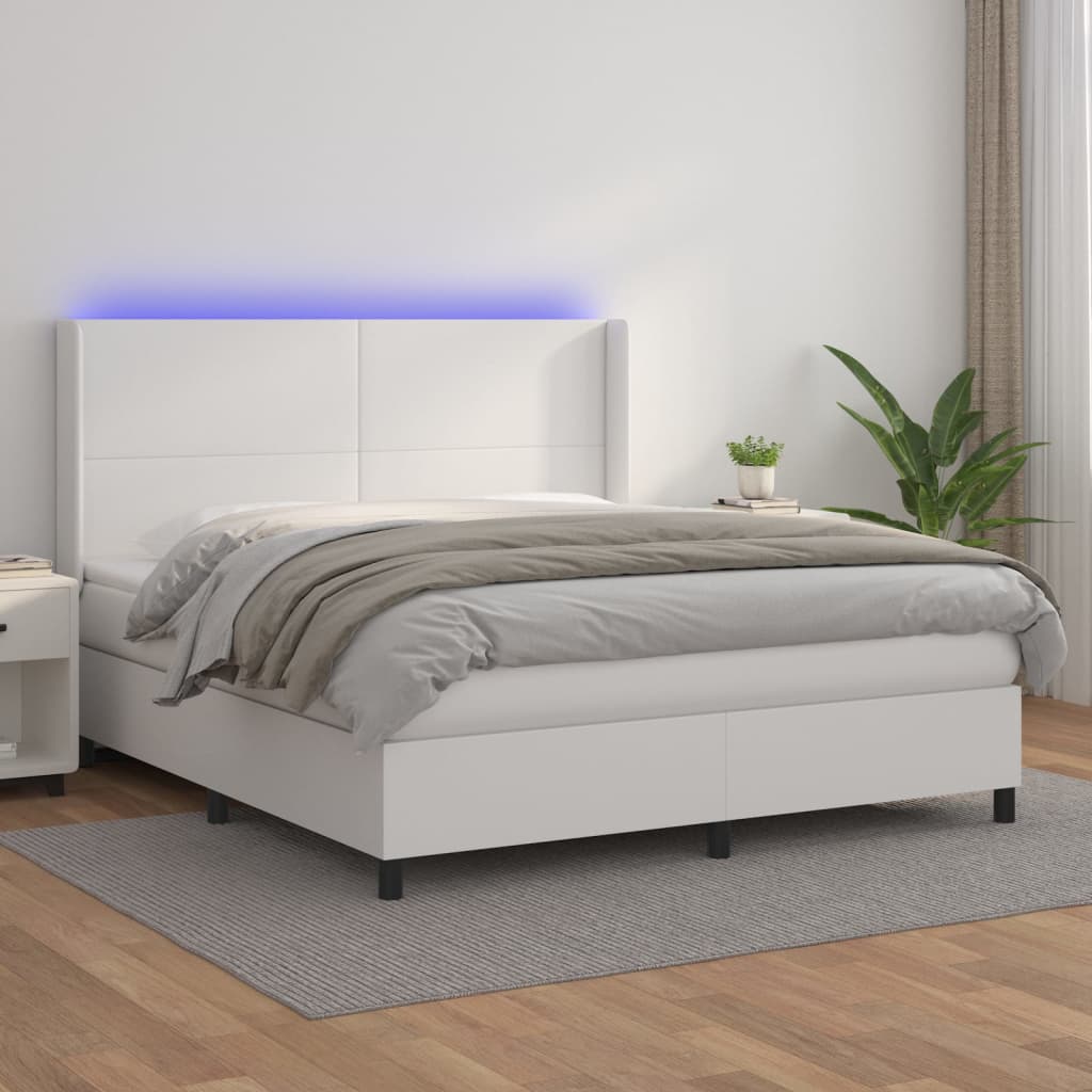 Sommier à lattes de lit matelas LED Blanc 180x200 cm Similicuir