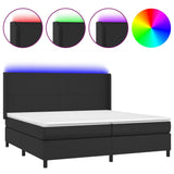 Sommier à lattes de lit matelas LED Noir 200x200cm Similicuir