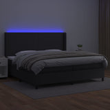 Sommier à lattes de lit matelas LED Noir 200x200cm Similicuir