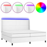 Sommier à lattes de lit matelas LED Blanc 200x200 cm Similicuir