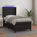 Sommier à lattes de lit matelas LED Noir 80x200 cm Similicuir