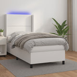 Sommier à lattes de lit matelas LED Blanc 90x190cm Similicuir