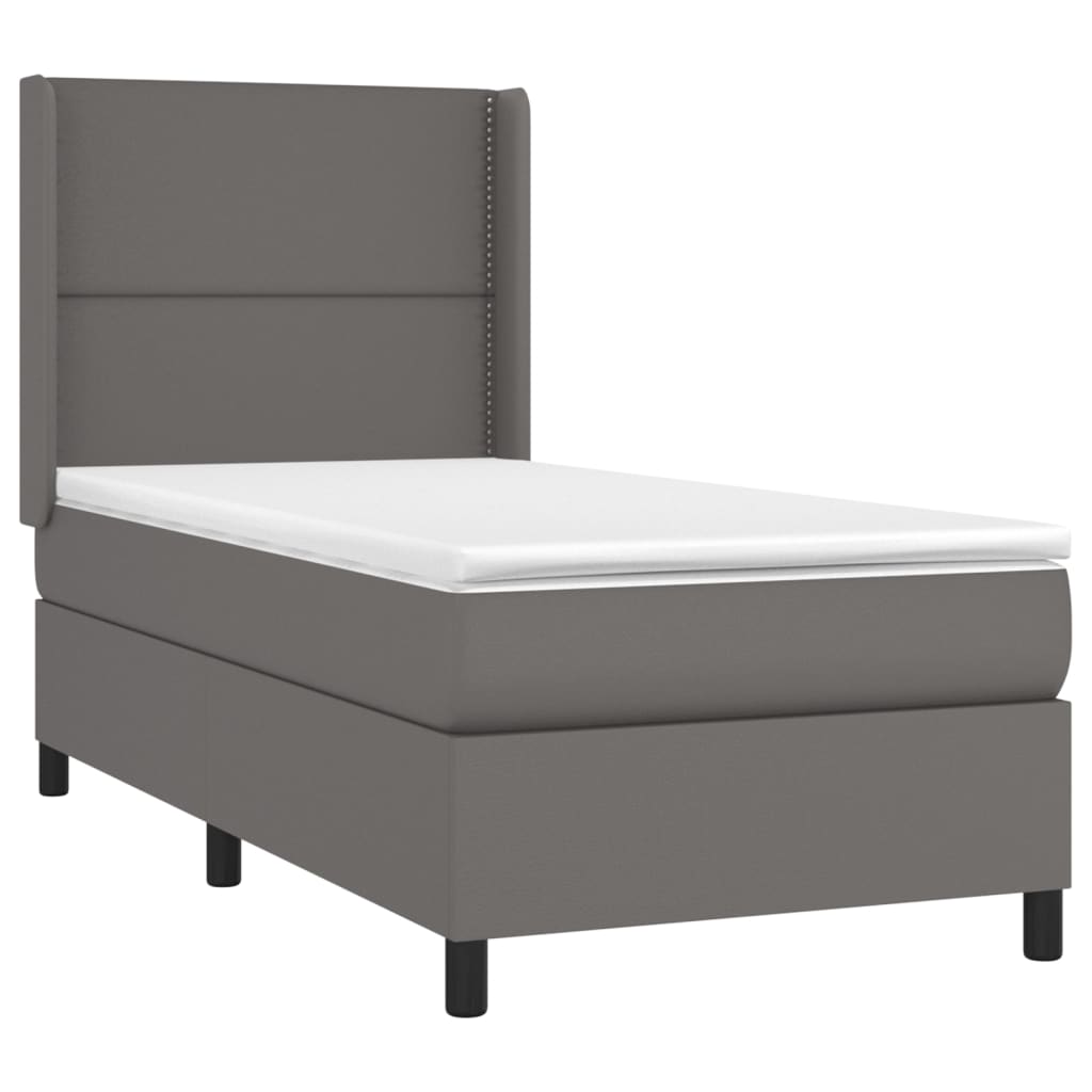 Sommier à lattes de lit matelas LED Gris 90x190 cm Similicuir