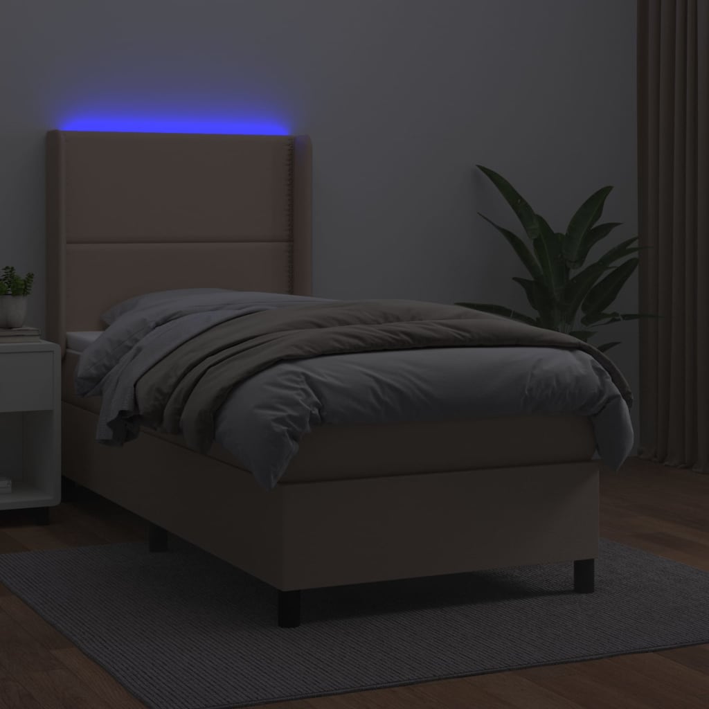 Cappuccino LED-Matratzenbett mit Lattenrost 90 x 190 cm