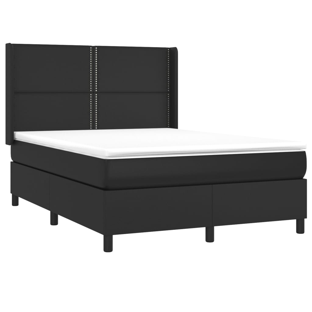 Sommier à lattes de lit matelas LED Noir 140x190cm Similicuir