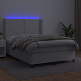 Sommier à lattes de lit matelas LED Blanc 140x190 cm Similicuir