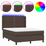 Sommier à lattes de lit matelas LED Marron 140x190cm Similicuir