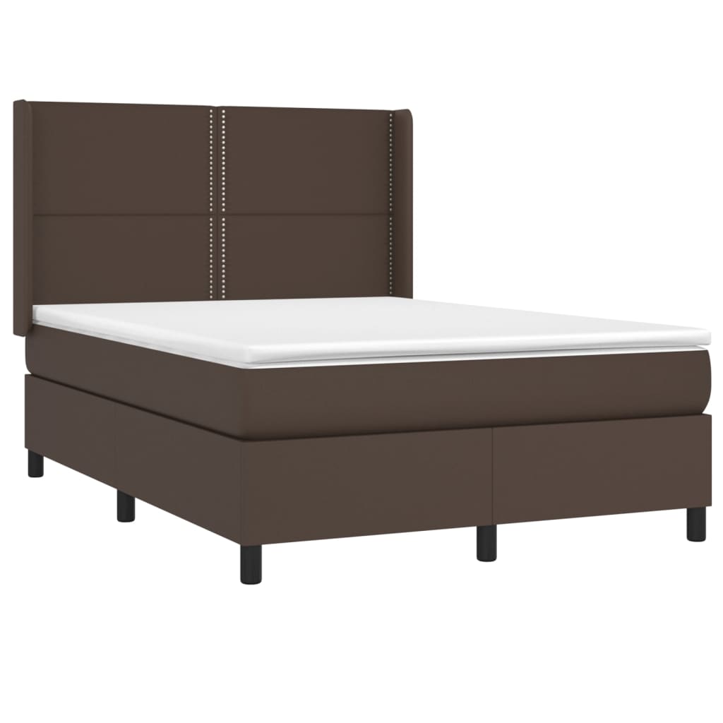 Sommier à lattes de lit matelas LED Marron 140x190cm Similicuir