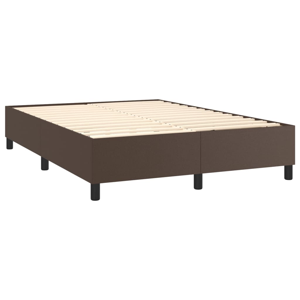 Sommier à lattes de lit matelas LED Marron 140x190cm Similicuir