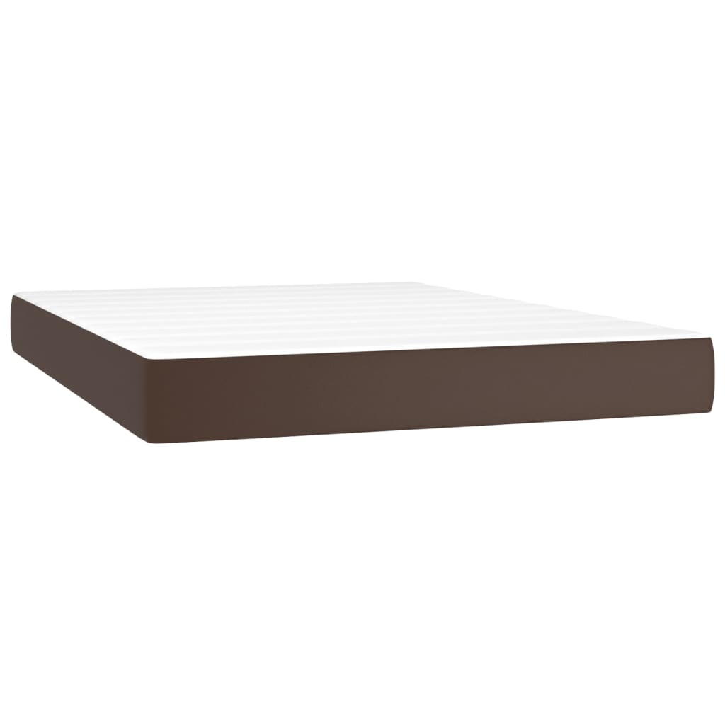 Sommier à lattes de lit matelas LED Marron 140x190cm Similicuir