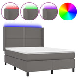 Sommier à lattes de lit matelas LED Gris 140x190cm Similicuir