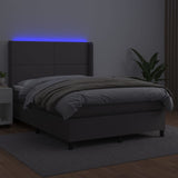 Sommier à lattes de lit matelas LED Gris 140x190cm Similicuir