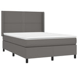 Sommier à lattes de lit matelas LED Gris 140x190cm Similicuir