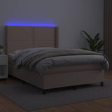 Cappuccino LED-Matratzenbett mit Lattenrost 140x190 cm