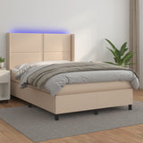 Cappuccino LED-Matratzenbett mit Lattenrost 140x190 cm