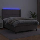 Sommier à lattes de lit matelas LED Gris 140x200 cm Similicuir