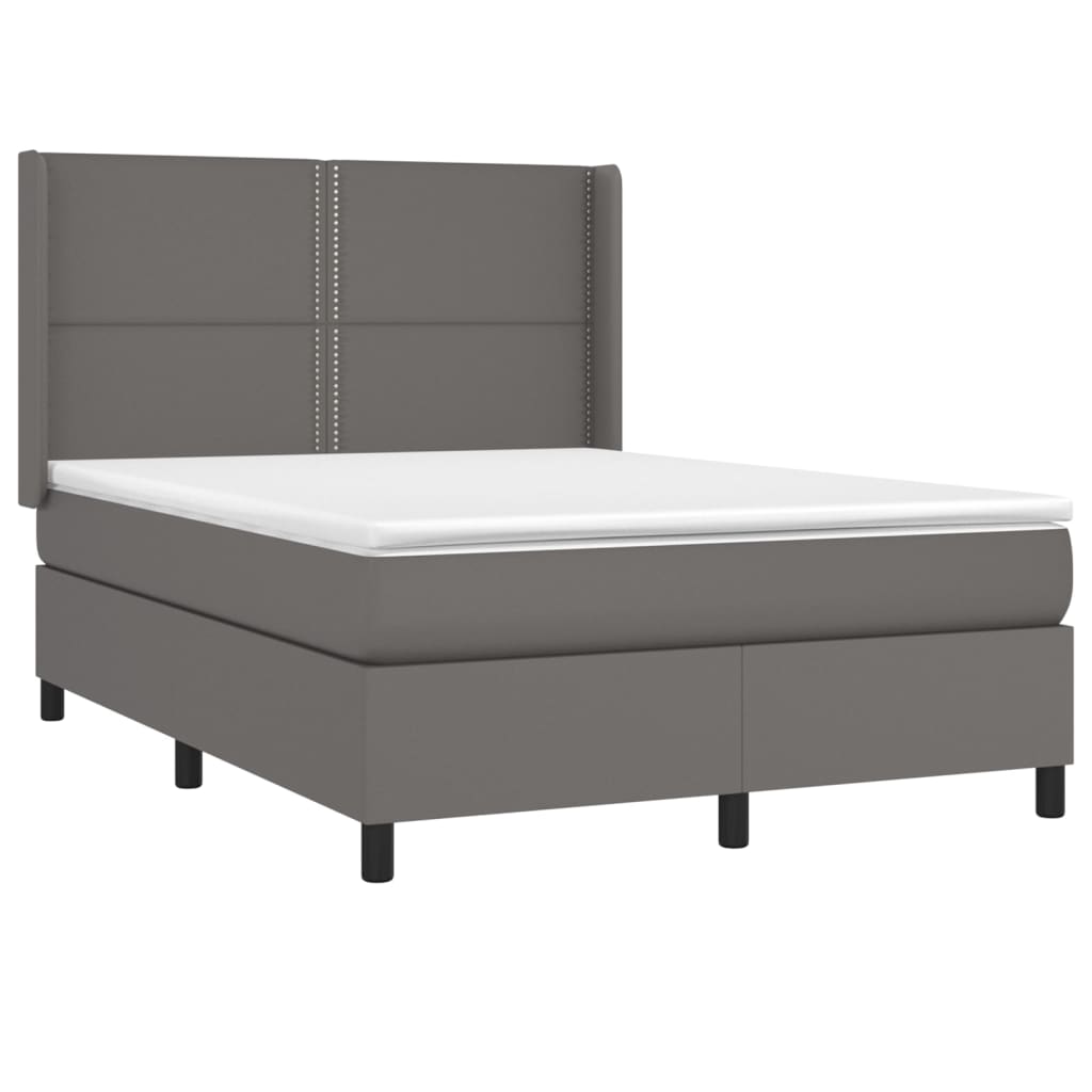 Sommier à lattes de lit matelas LED Gris 140x200 cm Similicuir