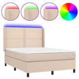 Cappuccino LED-Matratzenbett mit Lattenrost 140x200 cm