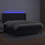 Sommier à lattes de lit matelas LED Noir 160x200cm Similicuir